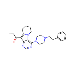 CCC(=O)c1c2n(c3c(N4CCN(CCc5ccccc5)CC4)ncnc13)CCCC2 ZINC000013559641