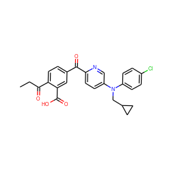 CCC(=O)c1ccc(C(=O)c2ccc(N(CC3CC3)c3ccc(Cl)cc3)cn2)cc1C(=O)O ZINC000149624921