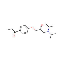 CCC(=O)c1ccc(OC[C@H](O)CN(C(C)C)C(C)C)cc1 ZINC000033852205