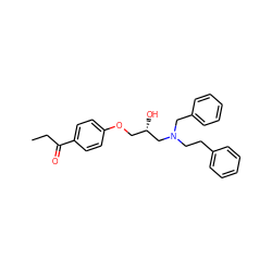 CCC(=O)c1ccc(OC[C@H](O)CN(CCc2ccccc2)Cc2ccccc2)cc1 ZINC000004811078