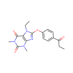 CCC(=O)c1ccc(Oc2nc3c(c(=O)n(C)c(=O)n3C)n2CC)cc1 ZINC000004386732