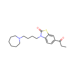 CCC(=O)c1ccc2c(c1)sc(=O)n2CCCCN1CCCCCC1 ZINC000096916503