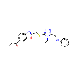 CCC(=O)c1ccc2nc(CSc3nnc(CNc4ccccc4)n3CC)oc2c1 ZINC000084690717