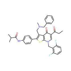 CCC(=O)c1cn(Cc2c(F)cccc2F)c2sc(-c3ccc(NC(=O)C(C)C)cc3)c(CN(C)Cc3ccccc3)c2c1=O ZINC000036331640