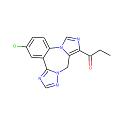 CCC(=O)c1ncn2c1Cn1ncnc1-c1cc(Cl)ccc1-2 ZINC000034620295