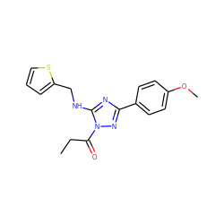 CCC(=O)n1nc(-c2ccc(OC)cc2)nc1NCc1cccs1 ZINC000004808563