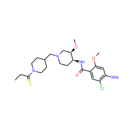 CCC(=S)N1CCC(CN2CC[C@H](NC(=O)c3cc(Cl)c(N)cc3OC)[C@H](OC)C2)CC1 ZINC000139470273