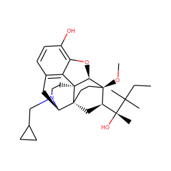 CCC(C)(C)[C@](C)(O)[C@H]1C[C@@]23CC[C@]1(OC)[C@@H]1Oc4c(O)ccc5c4[C@@]12CCN(CC1CC1)[C@@H]3C5 ZINC000072123025