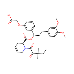 CCC(C)(C)C(=O)C(=O)N1CC=CC[C@H]1C(=O)O[C@H](CCc1ccc(OC)c(OC)c1)c1cccc(OCC(=O)O)c1 ZINC000084707603