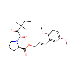 CCC(C)(C)C(=O)C(=O)N1CCC[C@@H]1C(=O)OC/C=C/c1cc(OC)ccc1OC ZINC000027558544