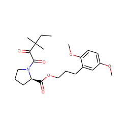 CCC(C)(C)C(=O)C(=O)N1CCC[C@@H]1C(=O)OCCCc1cc(OC)ccc1OC ZINC000027556599