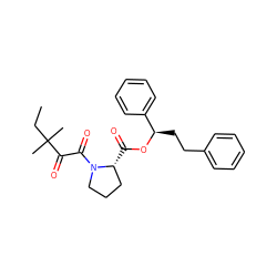 CCC(C)(C)C(=O)C(=O)N1CCC[C@H]1C(=O)O[C@H](CCc1ccccc1)c1ccccc1 ZINC000013781268