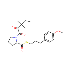 CCC(C)(C)C(=O)C(=O)N1CCC[C@H]1C(=O)SCCCc1ccc(OC)cc1 ZINC000003931490