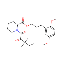 CCC(C)(C)C(=O)C(=O)N1CCCC[C@@H]1C(=O)OCCCc1cc(OC)ccc1OC ZINC000027558039