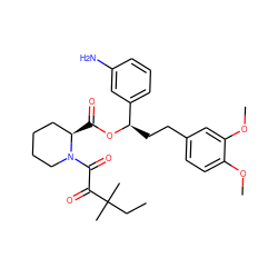 CCC(C)(C)C(=O)C(=O)N1CCCC[C@H]1C(=O)O[C@H](CCc1ccc(OC)c(OC)c1)c1cccc(N)c1 ZINC000027645690