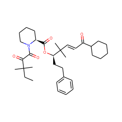 CCC(C)(C)C(=O)C(=O)N1CCCC[C@H]1C(=O)O[C@H](CCc1ccccc1)C(C)(C)/C=C/C(=O)C1CCCCC1 ZINC000026976904