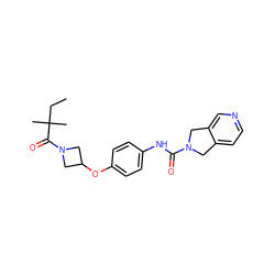 CCC(C)(C)C(=O)N1CC(Oc2ccc(NC(=O)N3Cc4ccncc4C3)cc2)C1 ZINC000166506187