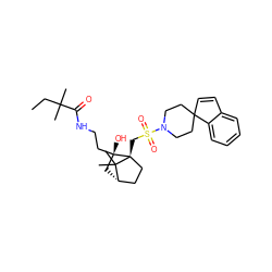 CCC(C)(C)C(=O)NCC[C@@]1(O)C[C@H]2CC[C@]1(CS(=O)(=O)N1CCC3(C=Cc4ccccc43)CC1)C2(C)C ZINC000027326821