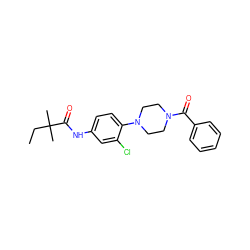 CCC(C)(C)C(=O)Nc1ccc(N2CCN(C(=O)c3ccccc3)CC2)c(Cl)c1 ZINC000043074414