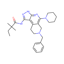 CCC(C)(C)C(=O)Nc1n[nH]c2nc(N3CCCCC3)c3c(c12)CCN(Cc1ccccc1)C3 ZINC000049089884