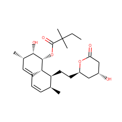 CCC(C)(C)C(=O)O[C@H]1[C@@H](O)[C@@H](C)C=C2C=C[C@H](C)[C@H](CC[C@@H]3C[C@@H](O)CC(=O)O3)[C@H]21 ZINC000003790164