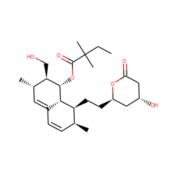 CCC(C)(C)C(=O)O[C@H]1[C@H](CO)[C@@H](C)C=C2C=C[C@H](C)[C@H](CC[C@@H]3C[C@@H](O)CC(=O)O3)[C@H]21 ZINC000003790168