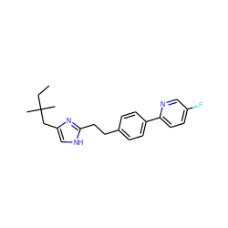 CCC(C)(C)Cc1c[nH]c(CCc2ccc(-c3ccc(F)cn3)cc2)n1 ZINC000049087903