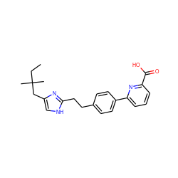 CCC(C)(C)Cc1c[nH]c(CCc2ccc(-c3cccc(C(=O)O)n3)cc2)n1 ZINC000049071134