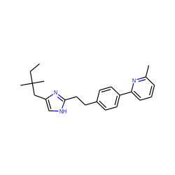 CCC(C)(C)Cc1c[nH]c(CCc2ccc(-c3cccc(C)n3)cc2)n1 ZINC000043195799