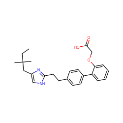 CCC(C)(C)Cc1c[nH]c(CCc2ccc(-c3ccccc3OCC(=O)O)cc2)n1 ZINC000049067810