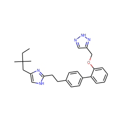 CCC(C)(C)Cc1c[nH]c(CCc2ccc(-c3ccccc3OCc3cn[nH]n3)cc2)n1 ZINC000049049476