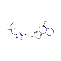 CCC(C)(C)Cc1c[nH]c(CCc2ccc(N3CCCC[C@@H]3C(=O)O)cc2)n1 ZINC000053239366