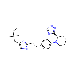 CCC(C)(C)Cc1c[nH]c(CCc2ccc(N3CCCC[C@@H]3c3nc[nH]n3)cc2)n1 ZINC000049067191