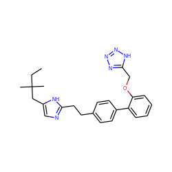 CCC(C)(C)Cc1cnc(CCc2ccc(-c3ccccc3OCc3nnn[nH]3)cc2)[nH]1 ZINC000043195797