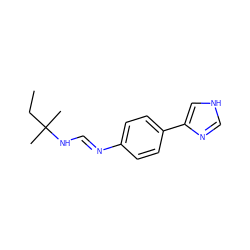 CCC(C)(C)N/C=N/c1ccc(-c2c[nH]cn2)cc1 ZINC000013822067