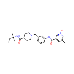 CCC(C)(C)NC(=O)C1CCN(Cc2cccc(NC(=O)c3cc(C)c[n+]([O-])c3)c2)CC1 ZINC001772626427