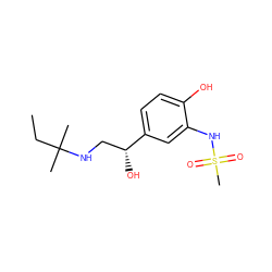 CCC(C)(C)NC[C@@H](O)c1ccc(O)c(NS(C)(=O)=O)c1 ZINC000026825038