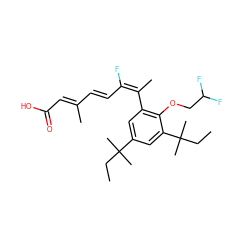 CCC(C)(C)c1cc(/C(C)=C(F)\C=C\C(C)=C\C(=O)O)c(OCC(F)F)c(C(C)(C)CC)c1 ZINC000013587535