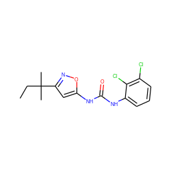 CCC(C)(C)c1cc(NC(=O)Nc2cccc(Cl)c2Cl)on1 ZINC000003833991