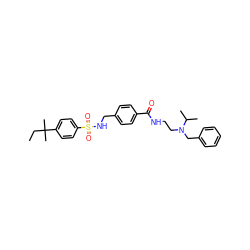 CCC(C)(C)c1ccc(S(=O)(=O)NCc2ccc(C(=O)NCCN(Cc3ccccc3)C(C)C)cc2)cc1 ZINC000066129600