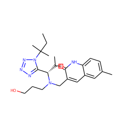 CCC(C)(C)n1nnnc1[C@H](C(C)C)N(CCCO)Cc1cc2cc(C)ccc2[nH]c1=O ZINC000008681746