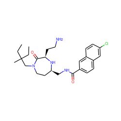 CCC(C)(CC)CN1CC[C@H](CNC(=O)c2ccc3cc(Cl)ccc3c2)N[C@H](CCN)C1=O ZINC000206897004