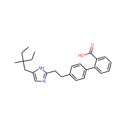 CCC(C)(CC)Cc1cnc(CCc2ccc(-c3ccccc3C(=O)O)cc2)[nH]1 ZINC000049113117