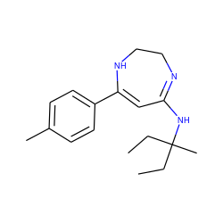 CCC(C)(CC)NC1=NCCNC(c2ccc(C)cc2)=C1 ZINC000101074666