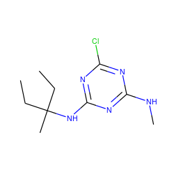 CCC(C)(CC)Nc1nc(Cl)nc(NC)n1 ZINC000096924121