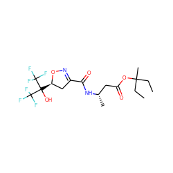 CCC(C)(CC)OC(=O)C[C@H](C)NC(=O)C1=NO[C@H](C(O)(C(F)(F)F)C(F)(F)F)C1 ZINC000036184812