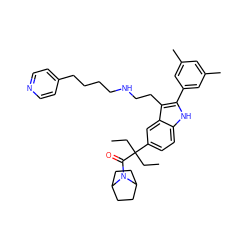 CCC(CC)(C(=O)N1C2CCC1CC2)c1ccc2[nH]c(-c3cc(C)cc(C)c3)c(CCNCCCCc3ccncc3)c2c1 ZINC000029464333