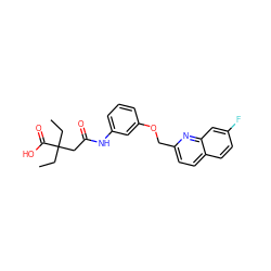 CCC(CC)(CC(=O)Nc1cccc(OCc2ccc3ccc(F)cc3n2)c1)C(=O)O ZINC000000601879