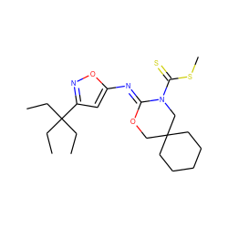 CCC(CC)(CC)c1cc(/N=C2\OCC3(CCCCC3)CN2C(=S)SC)on1 ZINC000040413813