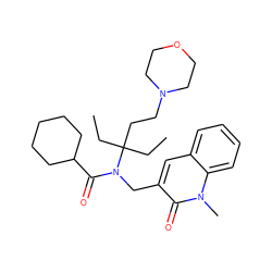 CCC(CC)(CCN1CCOCC1)N(Cc1cc2ccccc2n(C)c1=O)C(=O)C1CCCCC1 ZINC000058604294